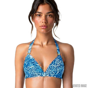 Lauren Ralph Lauren Blue Paisley Halter Tie Back Bikini Swim Top NWT Size 10